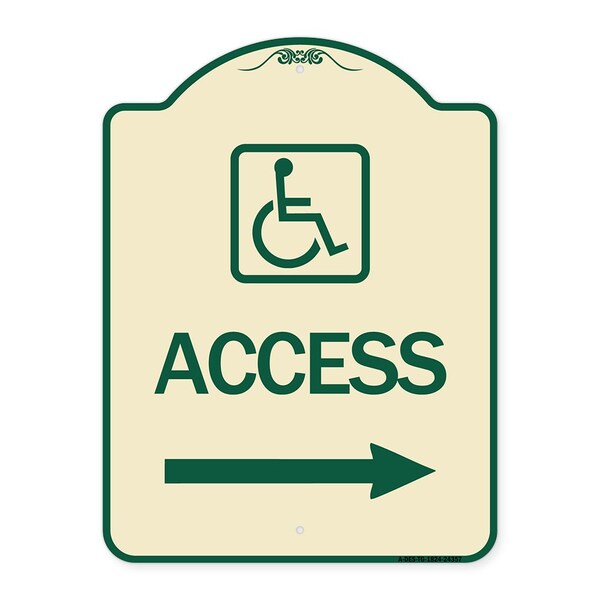 Signmission Access W/ Updated Isaand Right Arrow Heavy-Gauge Aluminum Architectural Sign, 24" H, TG-1824-24357 A-DES-TG-1824-24357 - main